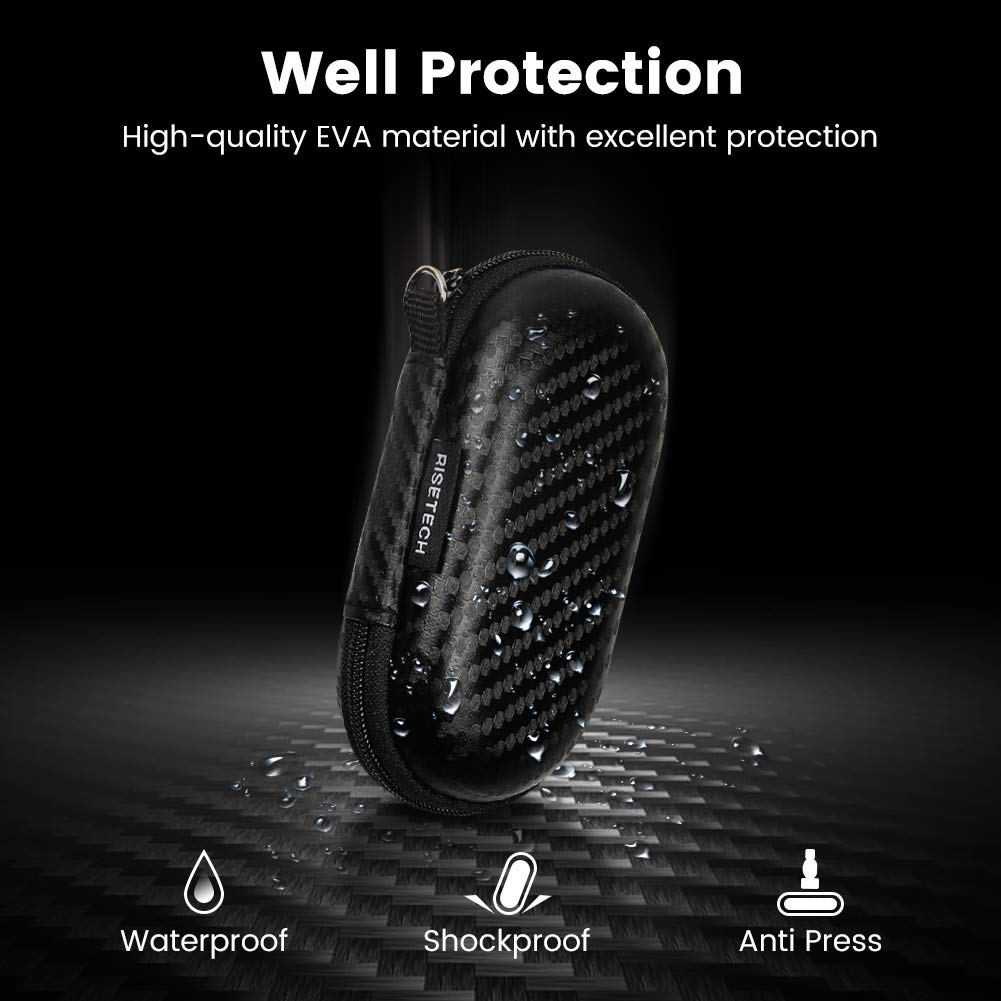 Earbud Case, RISETECH Earphone Carrying Case Holder EVA Headphone Storage Bag Small Zipper Pouch Compatible for EarPods, AirPods, Beats Flex