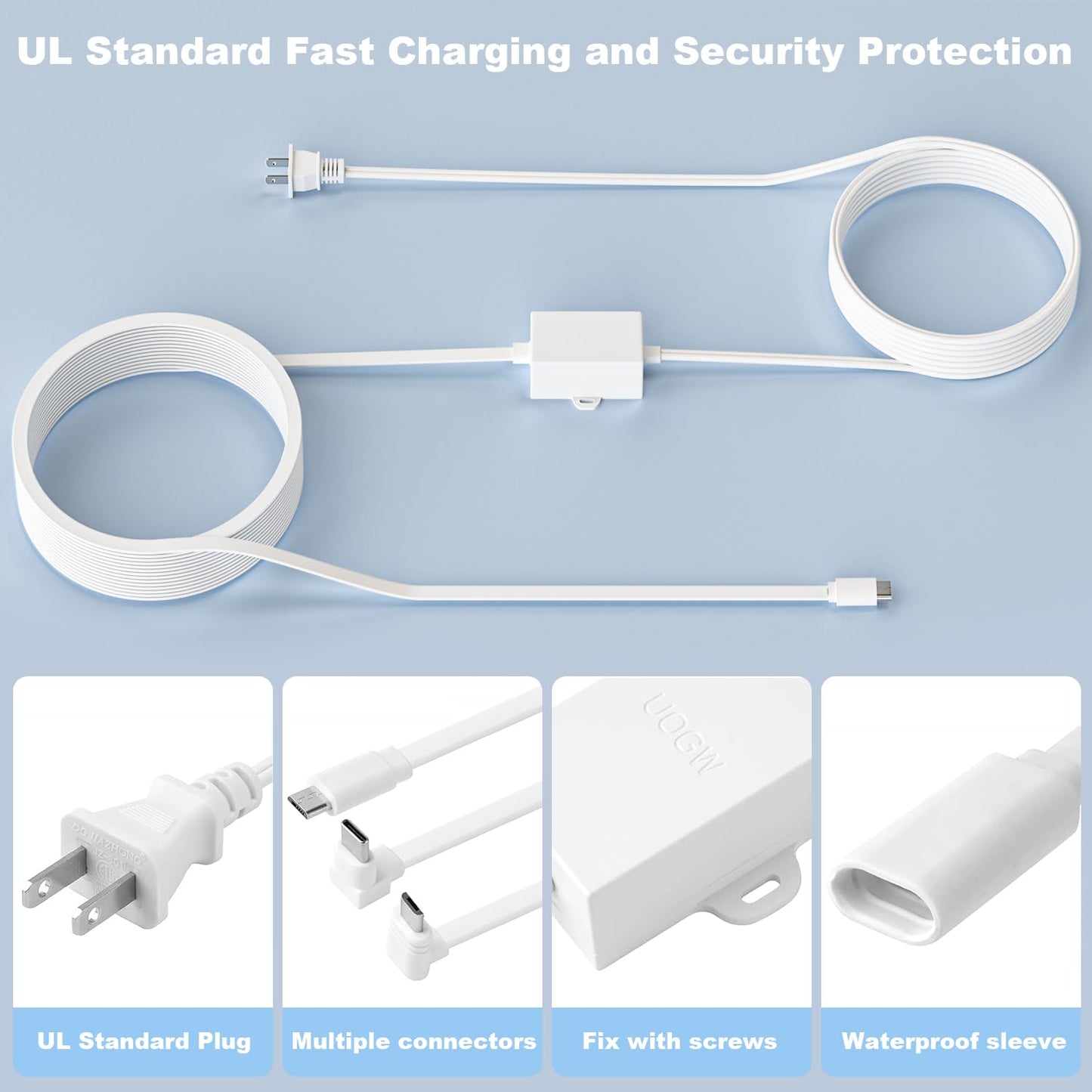 20Ft/6m Outdoor Power Adapter Compatible with Wyze Cam V4/V3,Duo Cam Pan,Wyze Pan V4/V3/V2/OG,Long Flat Charging Extension Cable Replace for Plug,IP67
