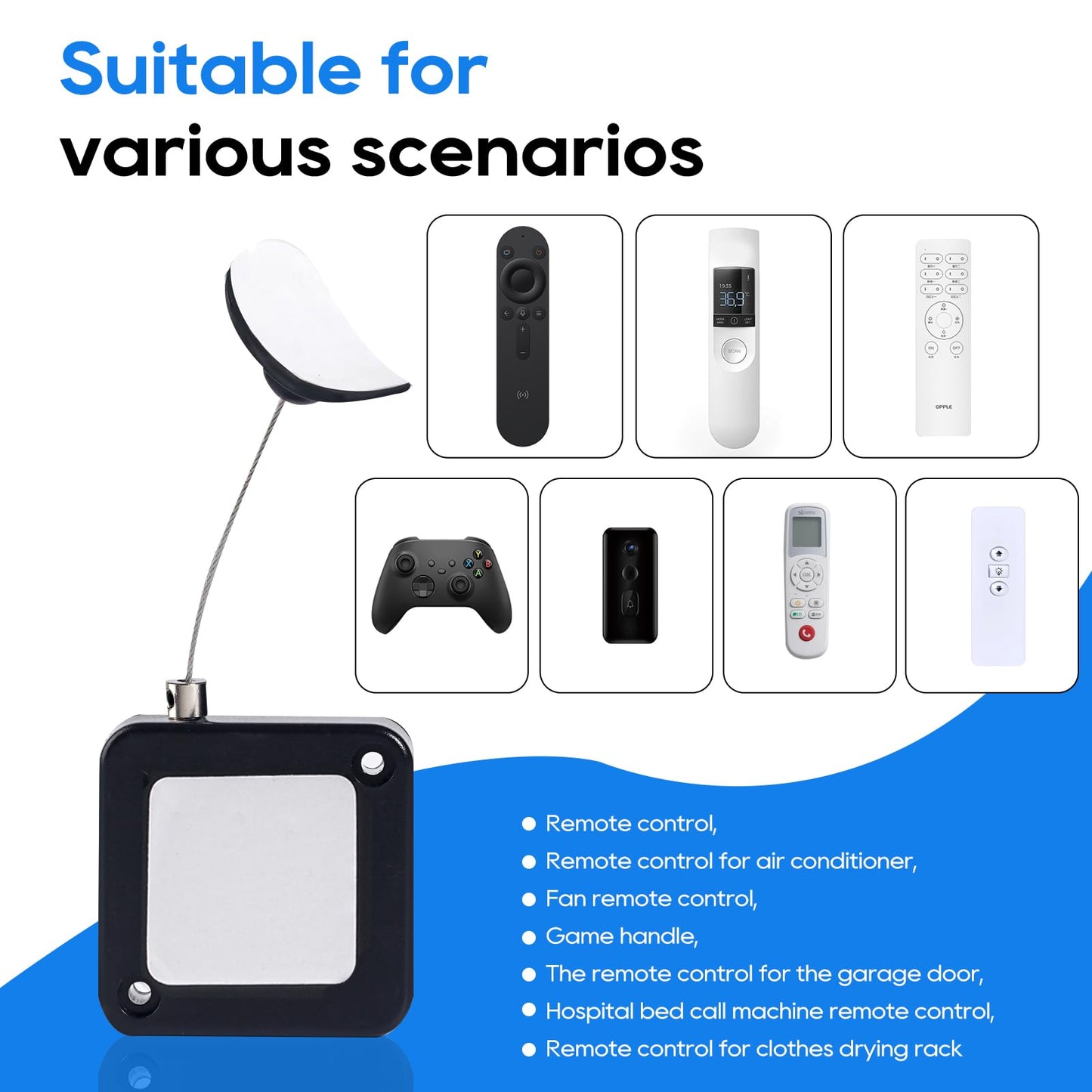 Retractable Remote Control Tether Lock: 6.5 ft Upgraded Pulling Force Security Lanyard Lock with Adjustable Cable Leash Length Clasp for TV Remote