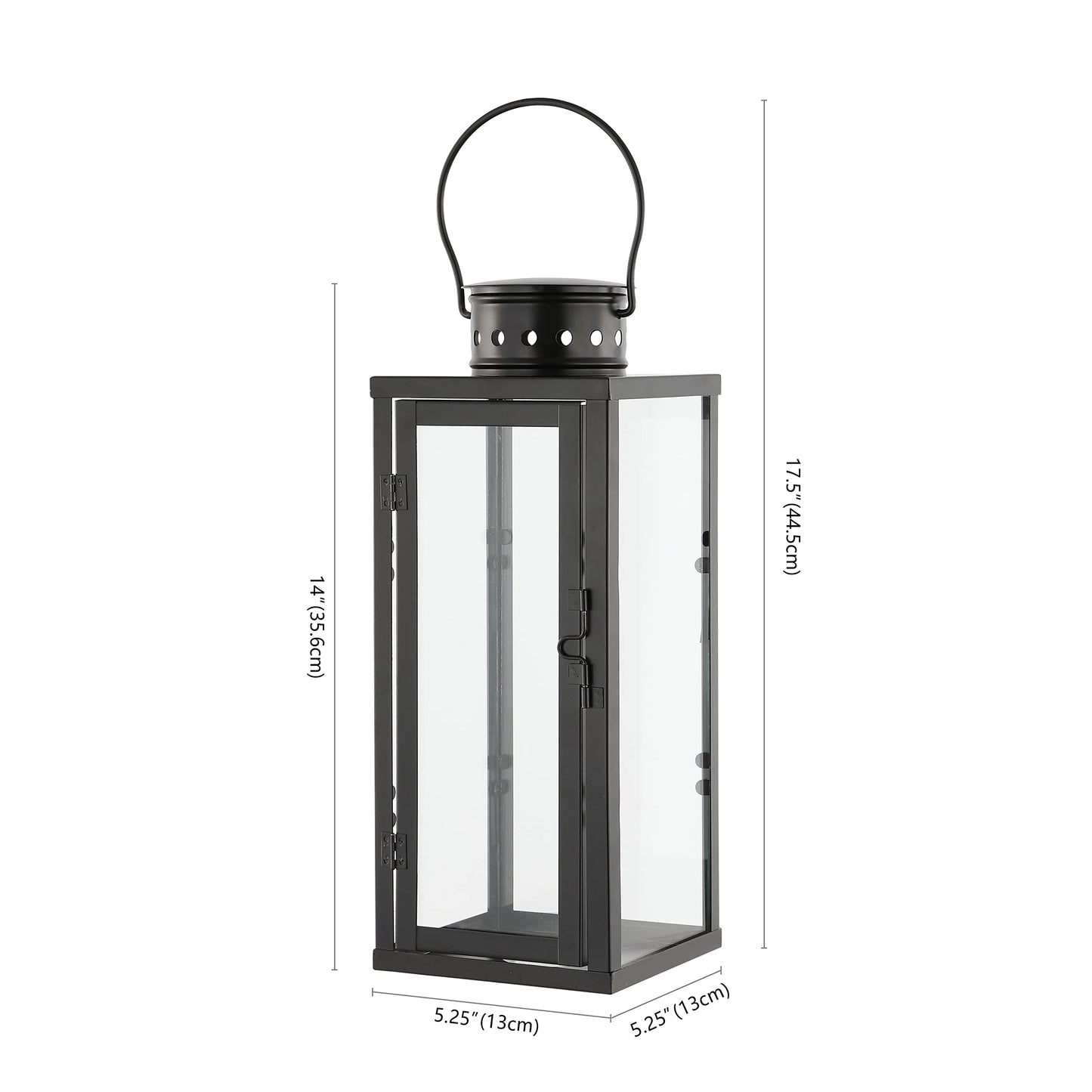 SAFAVIEH Lighting Collection Lorient Large Black/Clear Glass Decorative Outdoor Lantern Set of 2