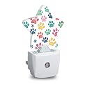 Dog Paw Plug in Star Night Light, Night Light with Sensor for Kids Nursery Bedroom, Decorative Soft Glow Lamp for Hallway Bathroom, Energy Saving