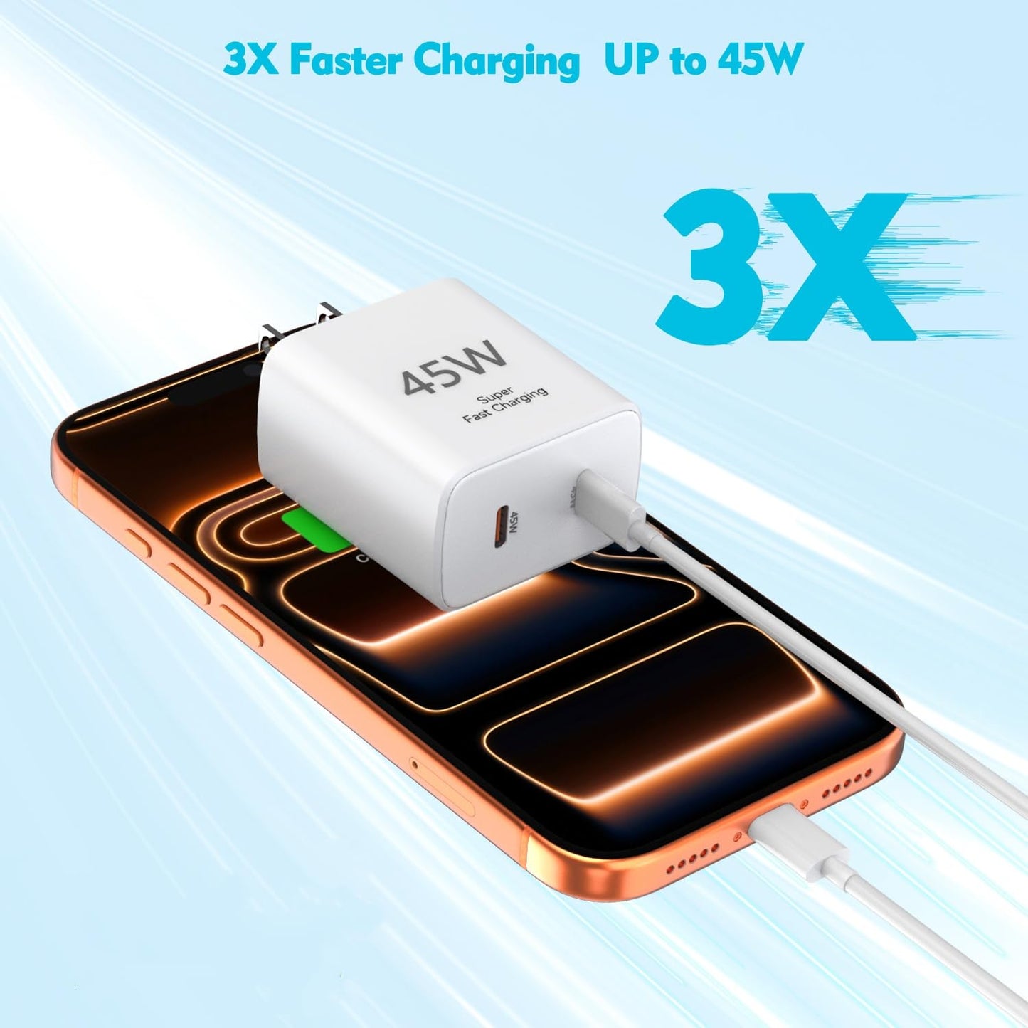 45W Apple USB C Charger Fast Charging for iPhone 17/16/15, 2Pack 6FT USB C to C Cable Cord Quick iPhone Charger Block for Apple 17/17 Pro/17 Pro