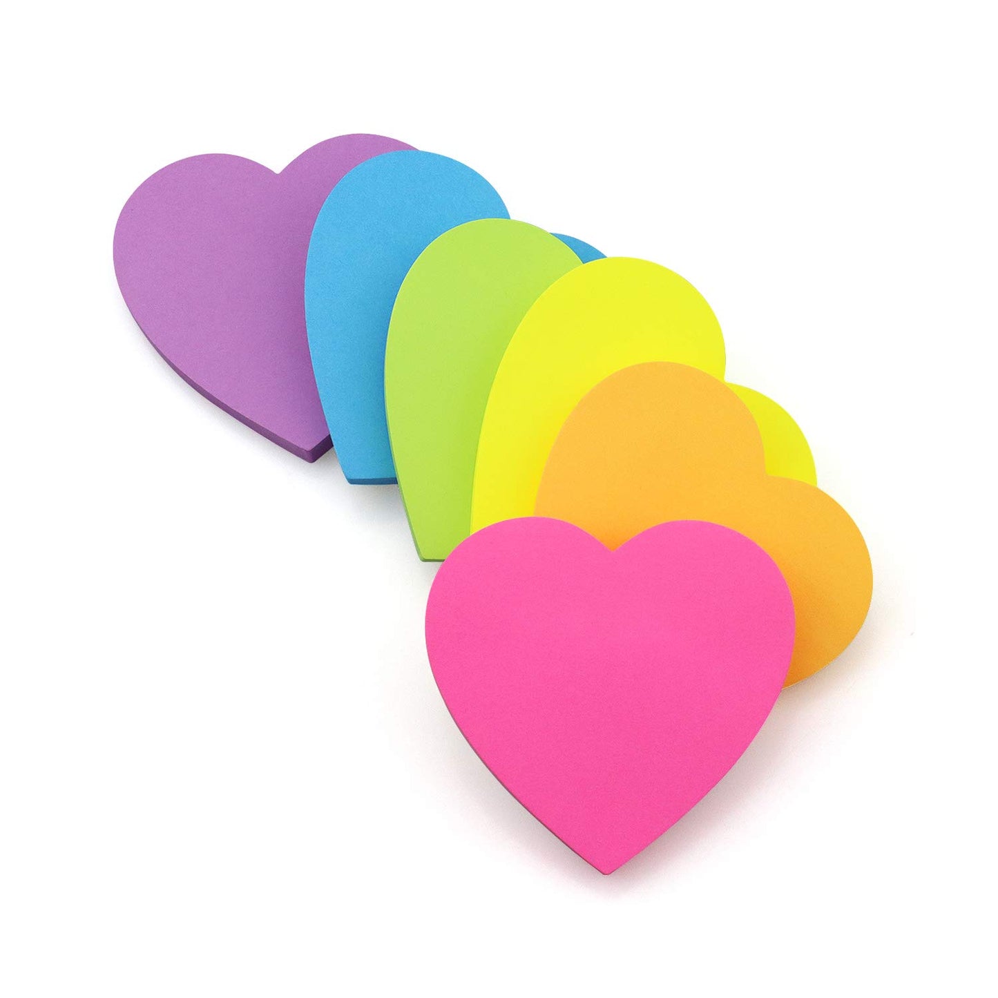 SIMONA Heart Shape Sticky Notes 6 Bright Colors, 450 Sheets