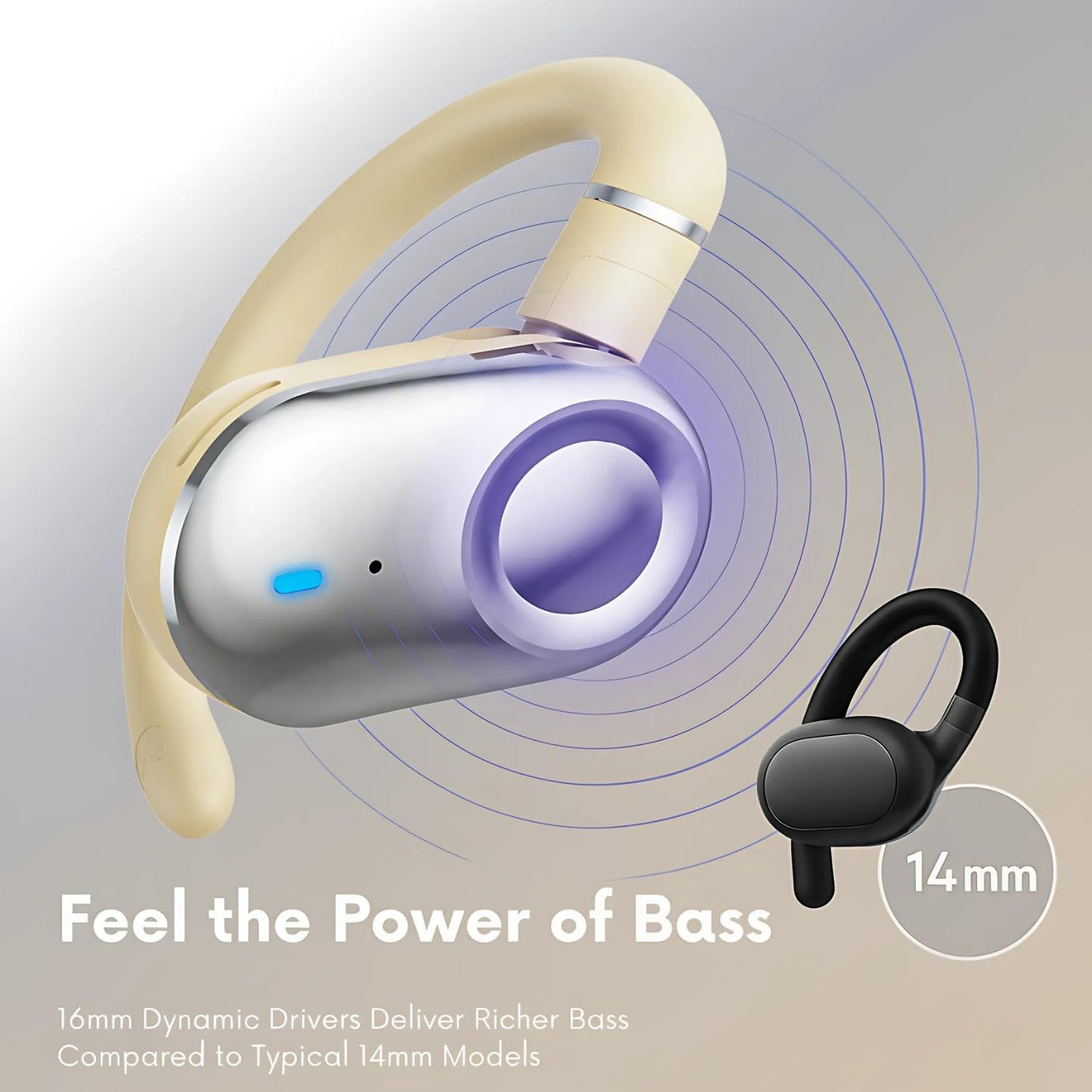 MINDBEAST Open Ear Earbuds with Bi-Axial Adjustment Fit and Immersive Sound, Bluetooth Wireless Headphones Ear Buds for Outdoor Exercise, Gym…