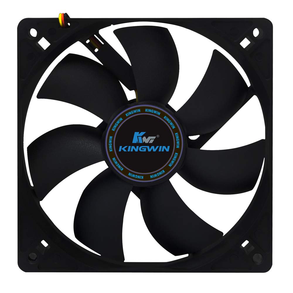 Kingwin 120mm Silent Fan for PC Cases, CPU Coolers, Mining Rigs - Quiet Computer Cooling Fan with Long Life Sleeve Bearing, High Airflow Ventilation