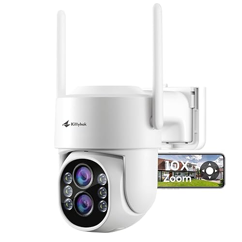 Kittyhok Dual Lens PTZ Security Camera Wireless Outdoor | 2K FHD Wireless Security Camera with 10X Hybrid Zoom, 360 Viewing, Auto Tracking, Spotlight