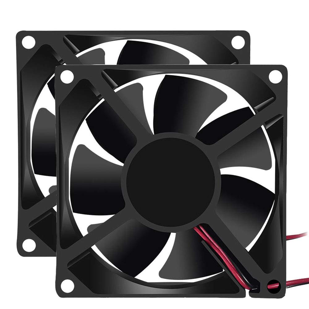 2Pcs 12V 3.14in 0.98in 80mm x 80mm x 25mm DC Fan 8025 Brushless Cooling for PC Computer Case CPU Coolers Radiators 2pin