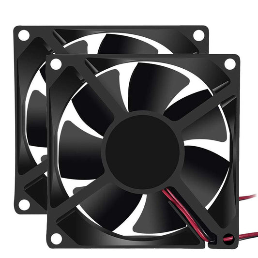 2Pcs 12V 3.14in 0.98in 80mm x 80mm x 25mm DC Fan 8025 Brushless Cooling for PC Computer Case CPU Coolers Radiators 2pin