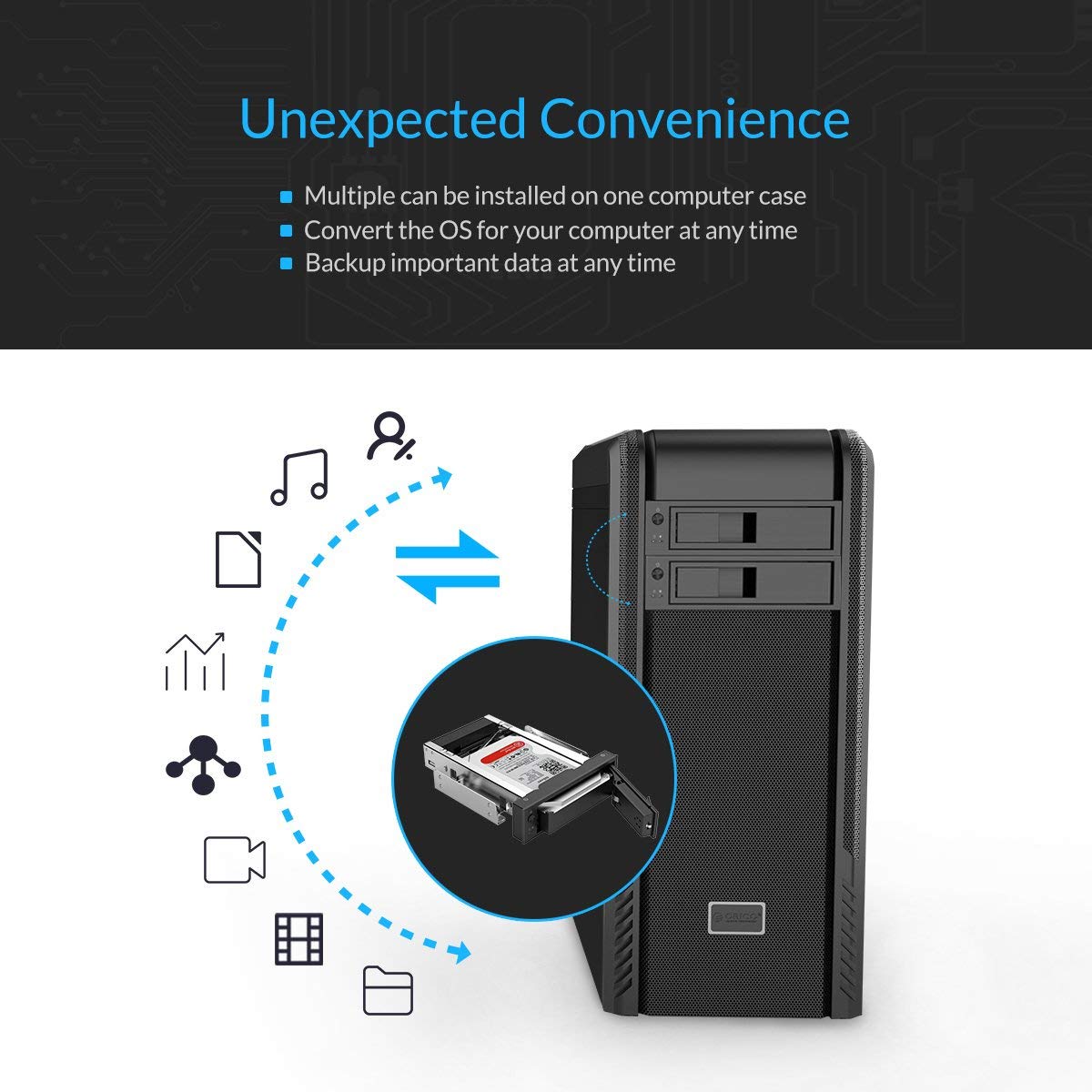 ORICO 5.25 Trayless Hot Swap Mobile Rack CD-ROM 3.5 inch Internal SATA Hard Drive SSD Adapter-1106SS