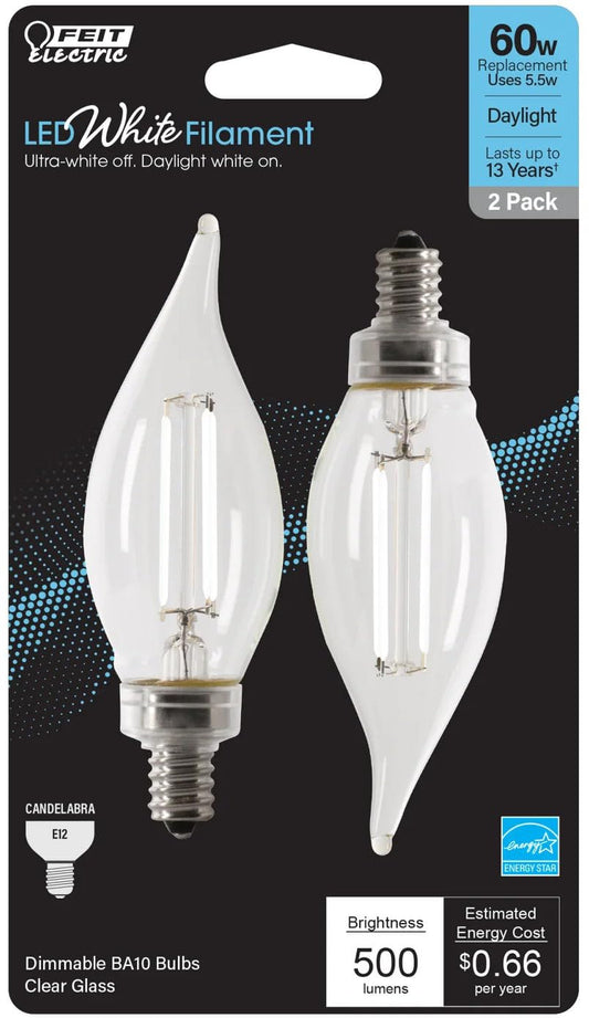 Feit Electric LED BA10 E12 60W DL 2PK
