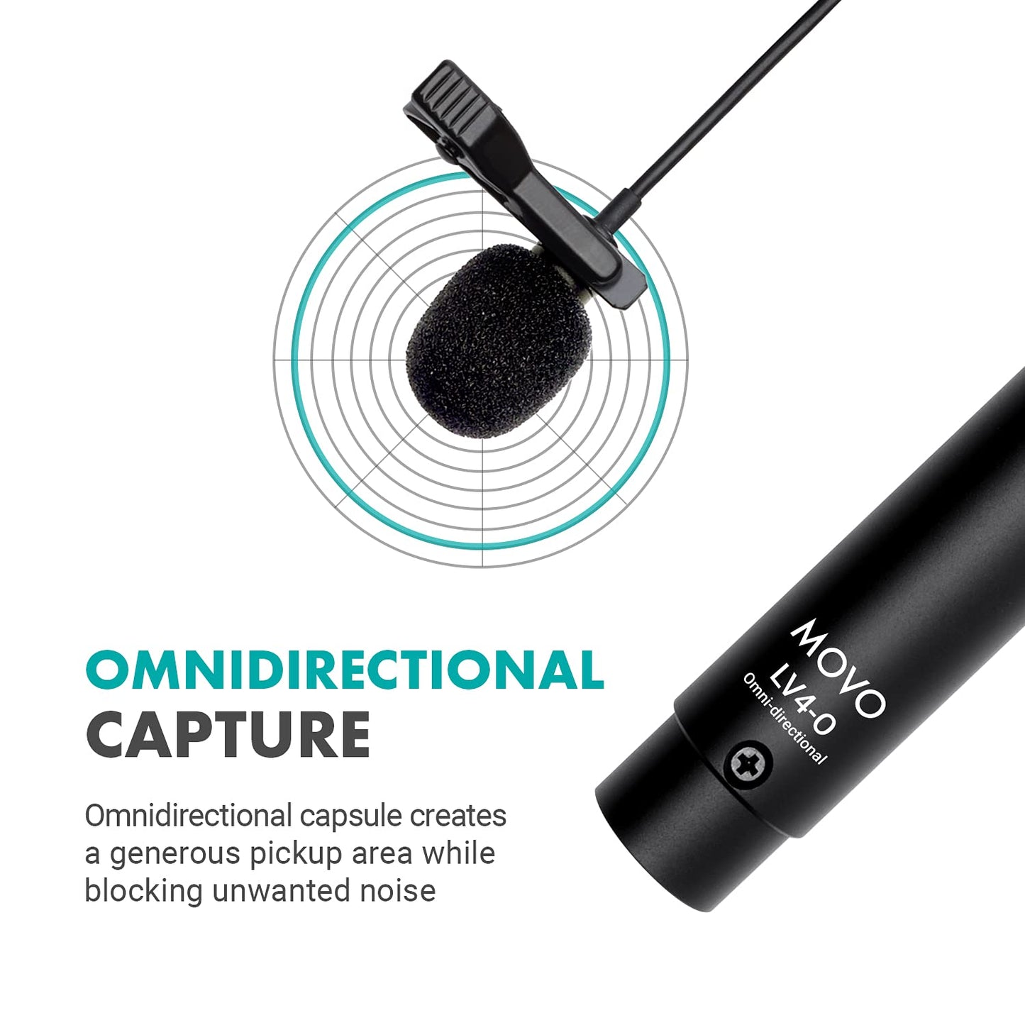 Movo LV4-O2 XLR Phantom Power Omnidirectional Lavalier Microphone Set, with Lapel Mic Clips and Windscreens - Perfect Lapel Microphone for Video