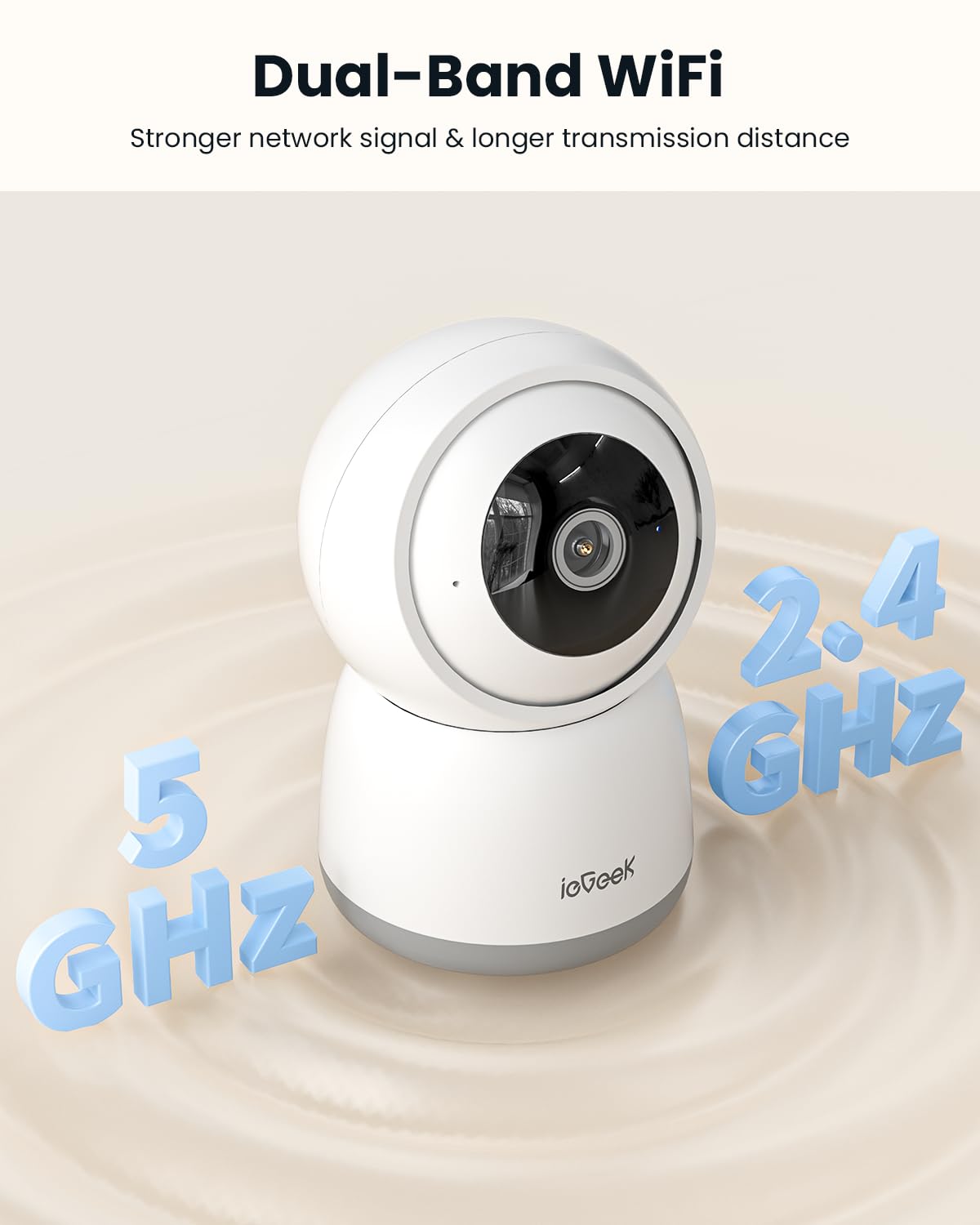 ieGeek Indoor Camera, 2K Cameras for Home Security, 5G Security Camera Indoor, 360° Pet/Dog/Baby Camera with Phone App, AI Tracking, 2-Way Audio