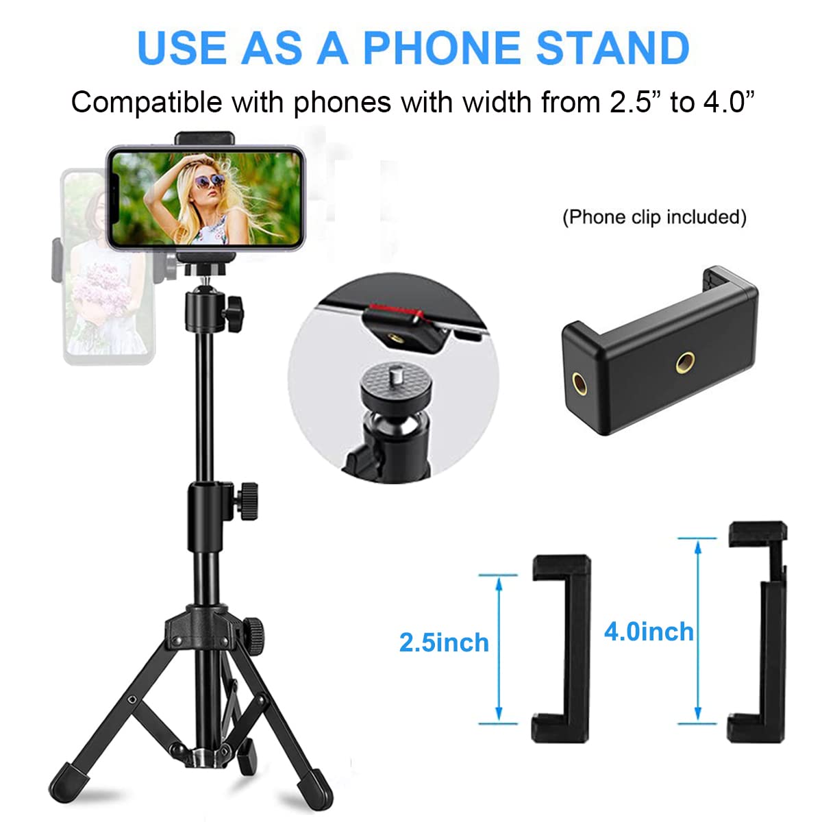 Webcam Tripod Stand Extendable Desktops Tripod for Camera/Phone/Webcam, Desk Tripods Webcam Mount Holder Compatible with Logitech Webcams C925e C922x