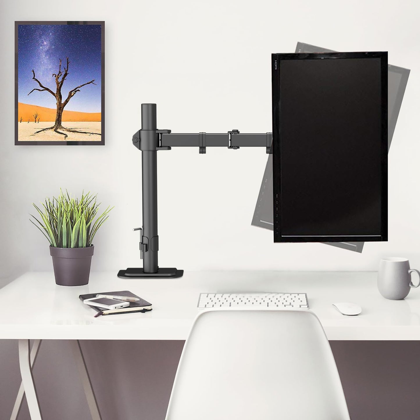 Suptek Single LED LCD Monitor Desk Mount Heavy Duty Fully Adjustable Monitor Stand for 1 / One Screen up to 27 inch