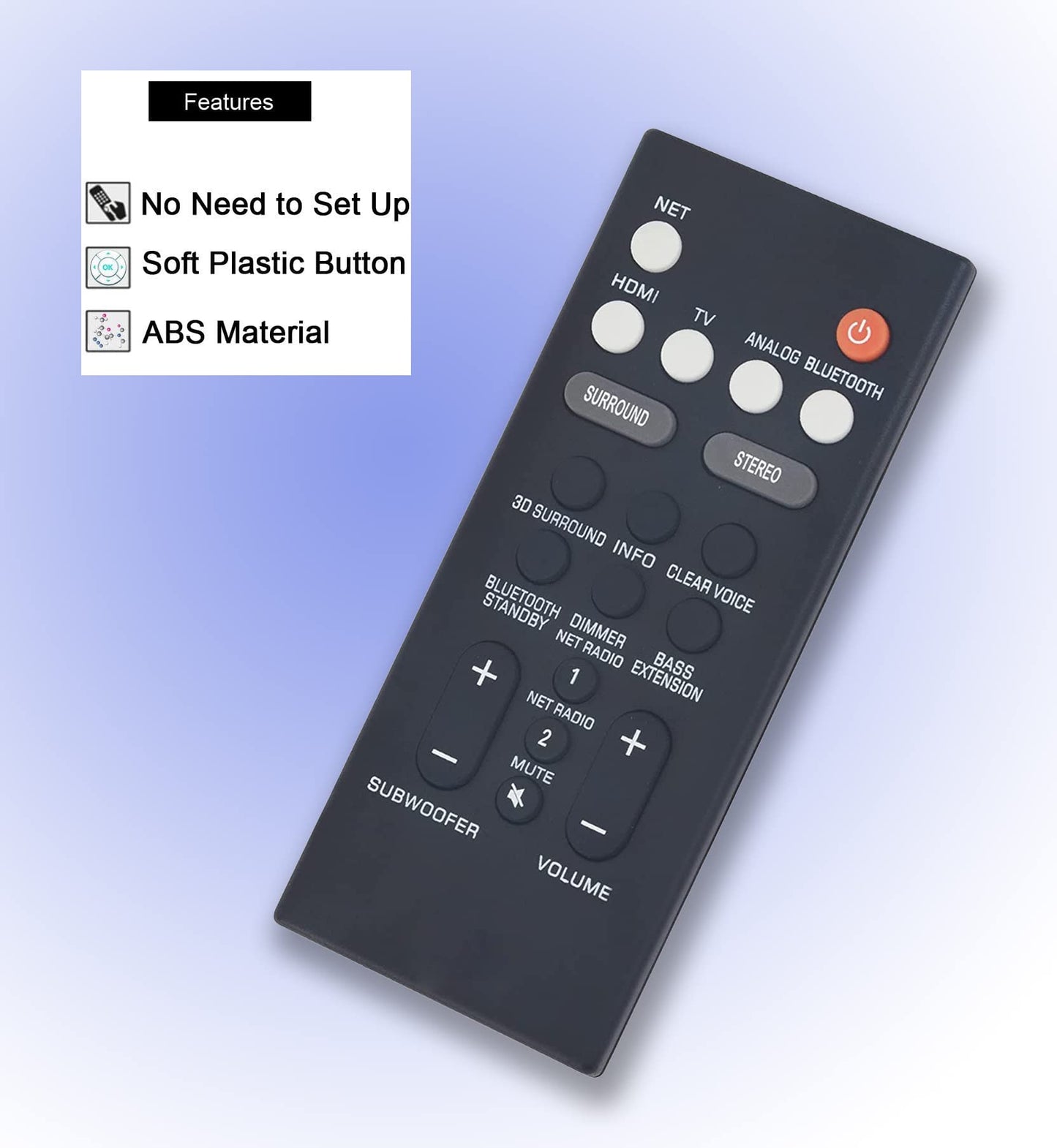 Replacement Remote Control for Yamaha Soundbar ATS-1070 ATS-1080 ATS-1060 ATS-2090 YAS-106 YAS-207 YAS-107 YAS-108 Sound Bar System