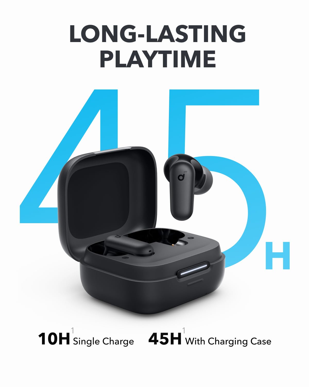 Soundcore P30i by Anker Noise Cancelling Earbuds, Strong and Smart Noise Cancelling, Powerful Bass, 45H Playtime, 2-in-1 Case and Phone Stand, IP54