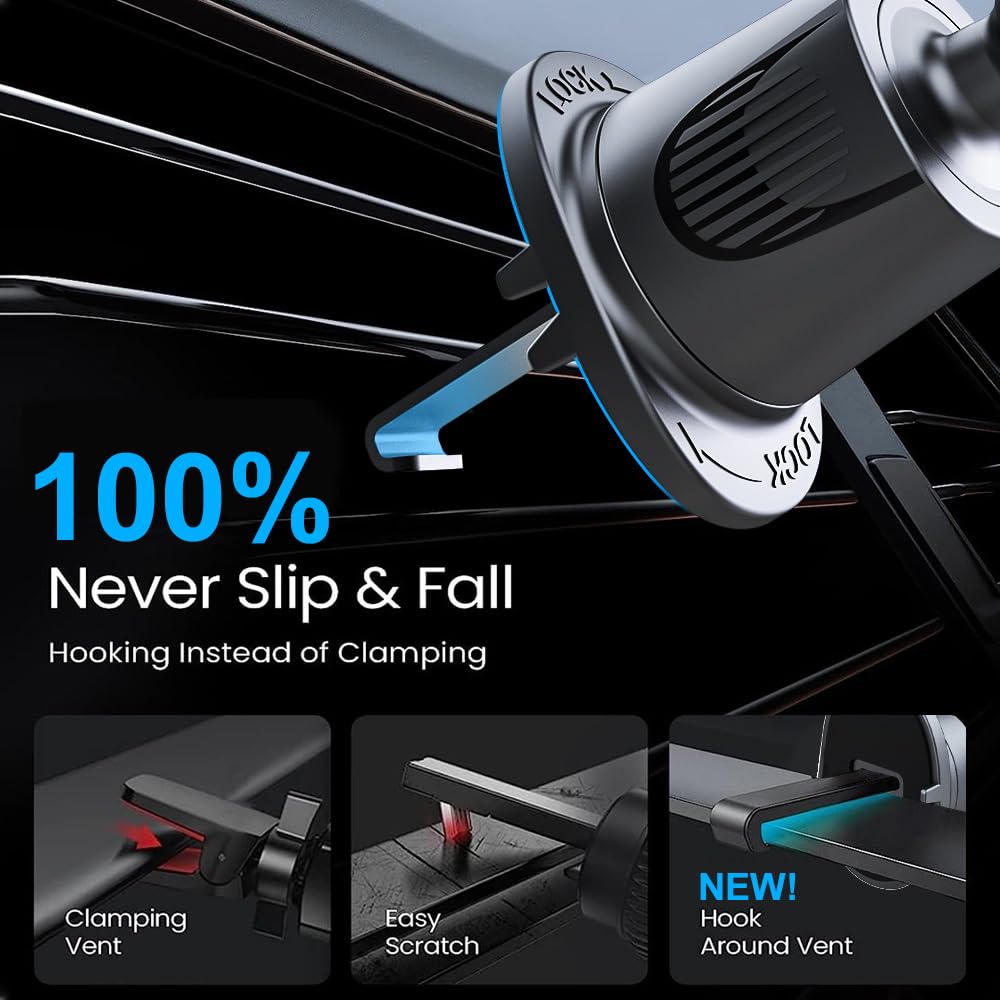 MagSafe Car Mount Charger - 15W Magnetic Wireless Car Charger Vent Dashboard, 360° Rotation Magnetic Phone Holder for Car Charging HandsFree