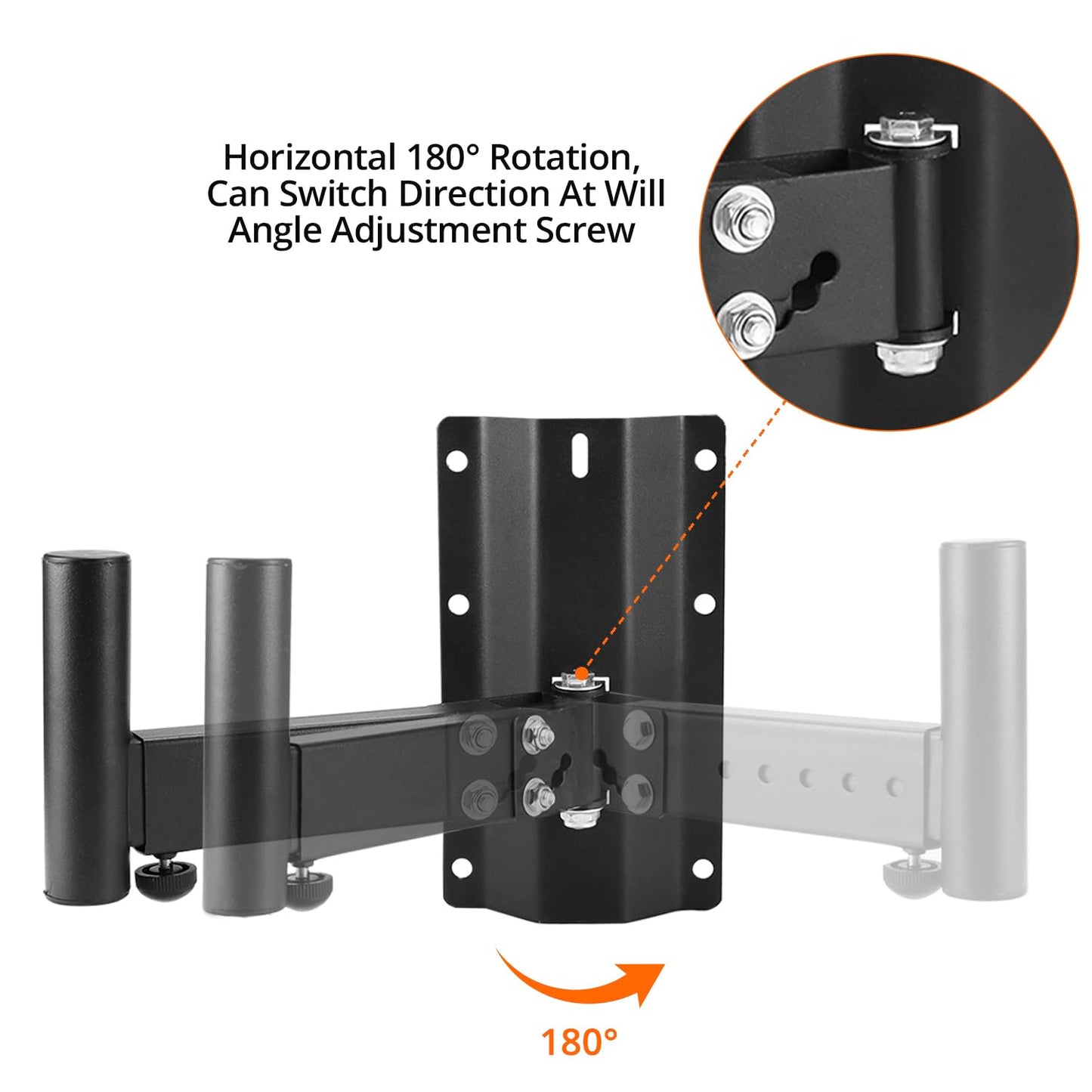 QWORK Heavy-Duty Speaker Brackets, 2 Pack DJ & PA Speaker Bracket, Wall Mount Speaker Stand, Adjustable PA Speaker Mount Bracket Holder