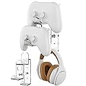 NiHome Clear Acrylic Game Controller Wall Hanger Stand, Dual Gamepad Controller & Headphone Hanger Holder for Xbox PS5 PS4 PS3 Switch, Wall Mount