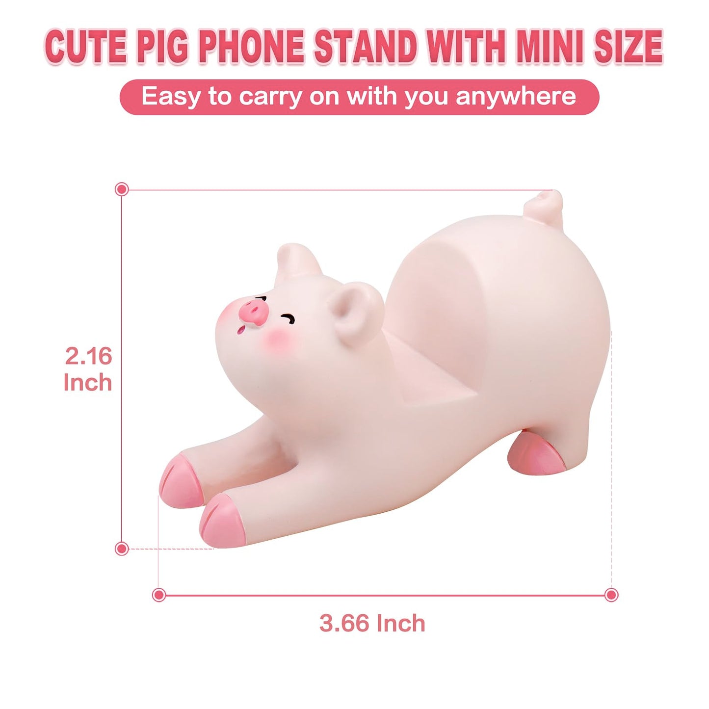 Seninda Cute Pig Phone Holder - Pink Resin Cellphone Stand for Desk, Animal Desktop Accessory and Office Decor