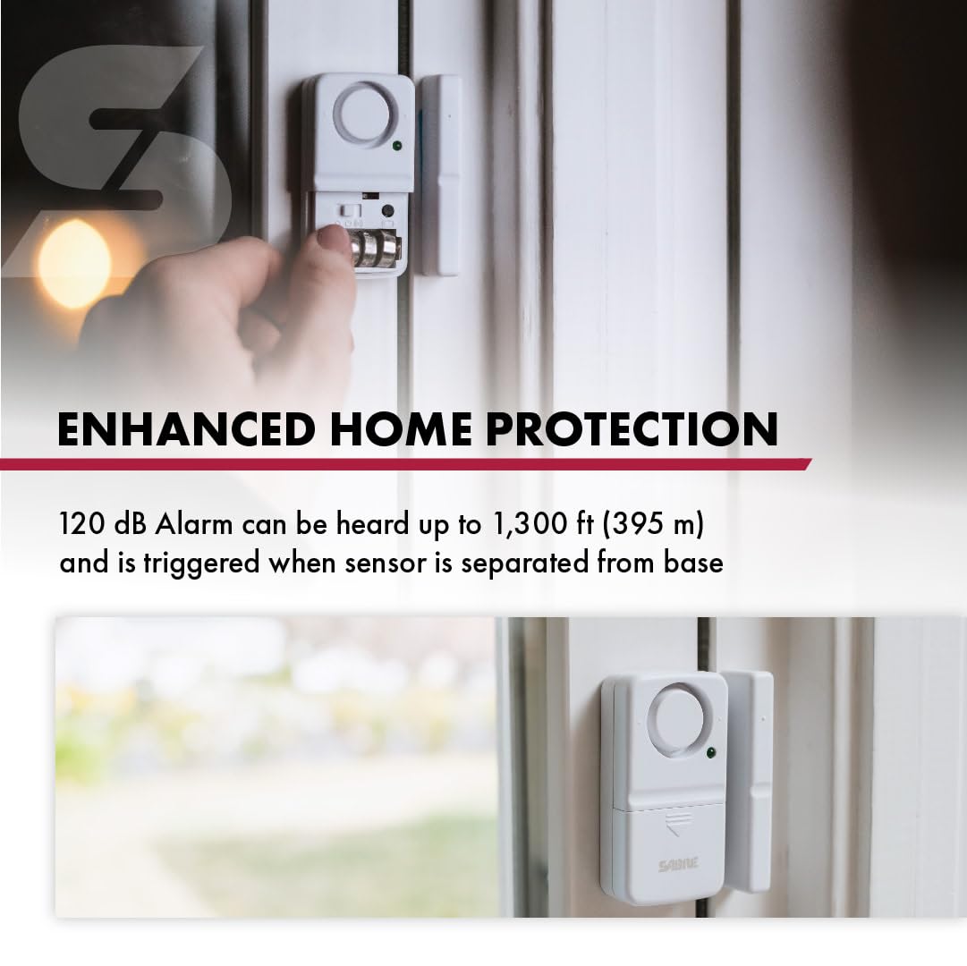 SABRE Wireless Home Security Door Window Burglar Alarm with LOUD 120 dB Siren, DIY EASY to Install