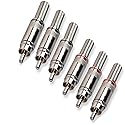 jing RCA Male Plug Screws?RCA Connector Solder Soldering Audio Video in Line Jack Adapter with Spring Strain Relief Connector (6 Pcs)