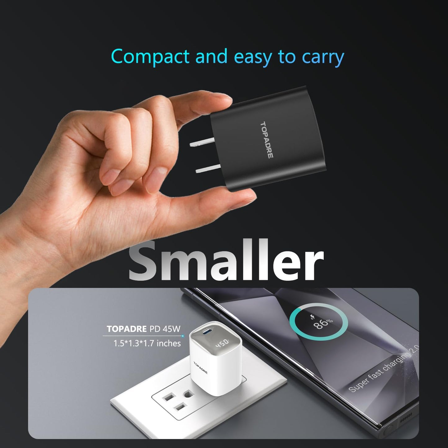 45W Super Fast Charger Type C with LED Display, PPS USB C Wall Charger with 100W Cable for Samsung Galaxy S24 Ultra/S23/Note All Series, for Galaxy