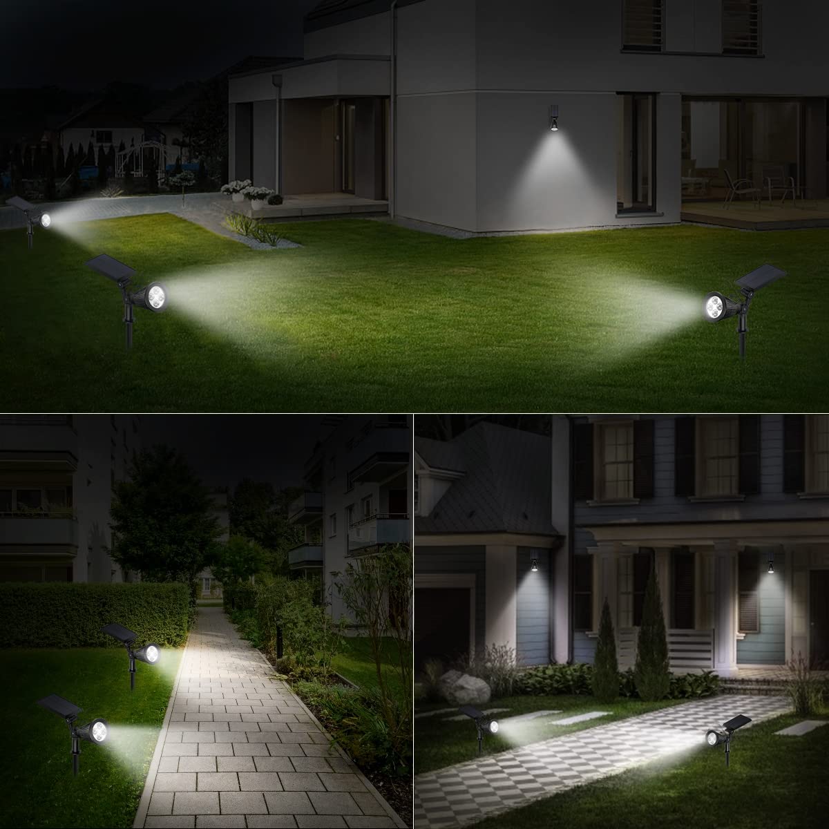 AMIR Solar Spotlights Outdoor Upgraded, Waterproof 1 Pack Security Landscape Lights 4 LED, Adjustable Solar Garden Light with Auto On/Off for Yard