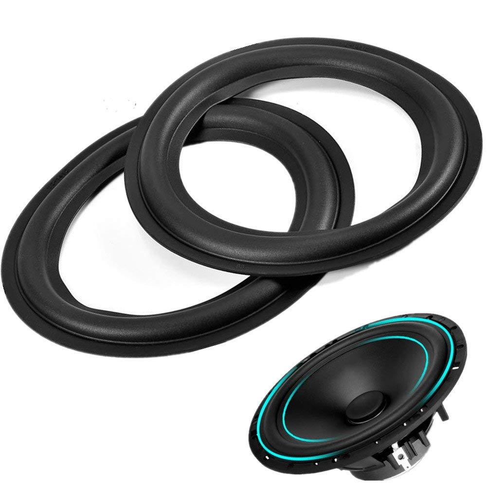 2pcs 6 inch / 156mm Perforated Rubber Speaker Foam Edge Surround Rings Replacement Parts for Speaker Repair or DIY (Black)