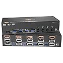 HDMI Displayport KVM Switch 3 Monitor 4 Computer 8K@60Hz/4K@144Hz KVM Switches with 4 USB 3.0 Port,Wired Remote,Power Adapter and 4 USB3.0 Cables