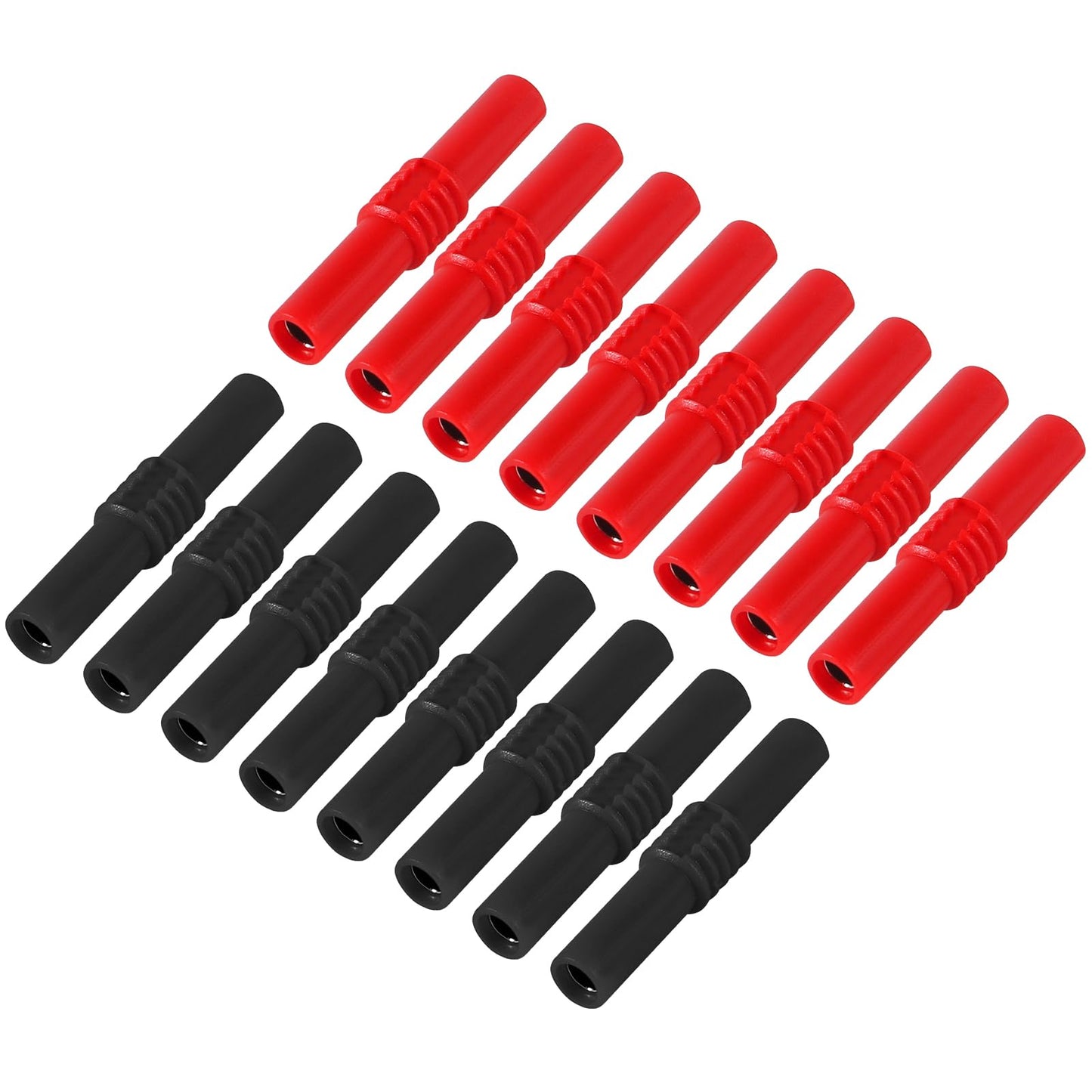 UMLIFE 16Pcs Insulated 4mm Banana Plug Coupler Female to Female Banana Socket Jack Connectors for 4mm Banana Plug Extension Adapters (8Pcs Red + 8Pcs
