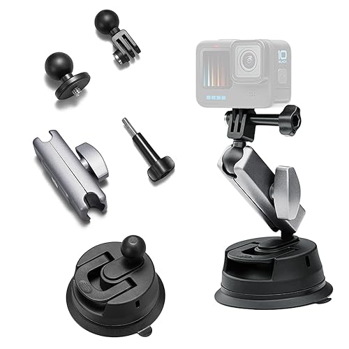 Action 6 Suction Cup Mount Bracket, for DJI Osmo Action 5 Pro, for Insta360 X3, for GoPro Hero 13 12 11/10/9 Accessories, with 1/4"-20 Standard Thread