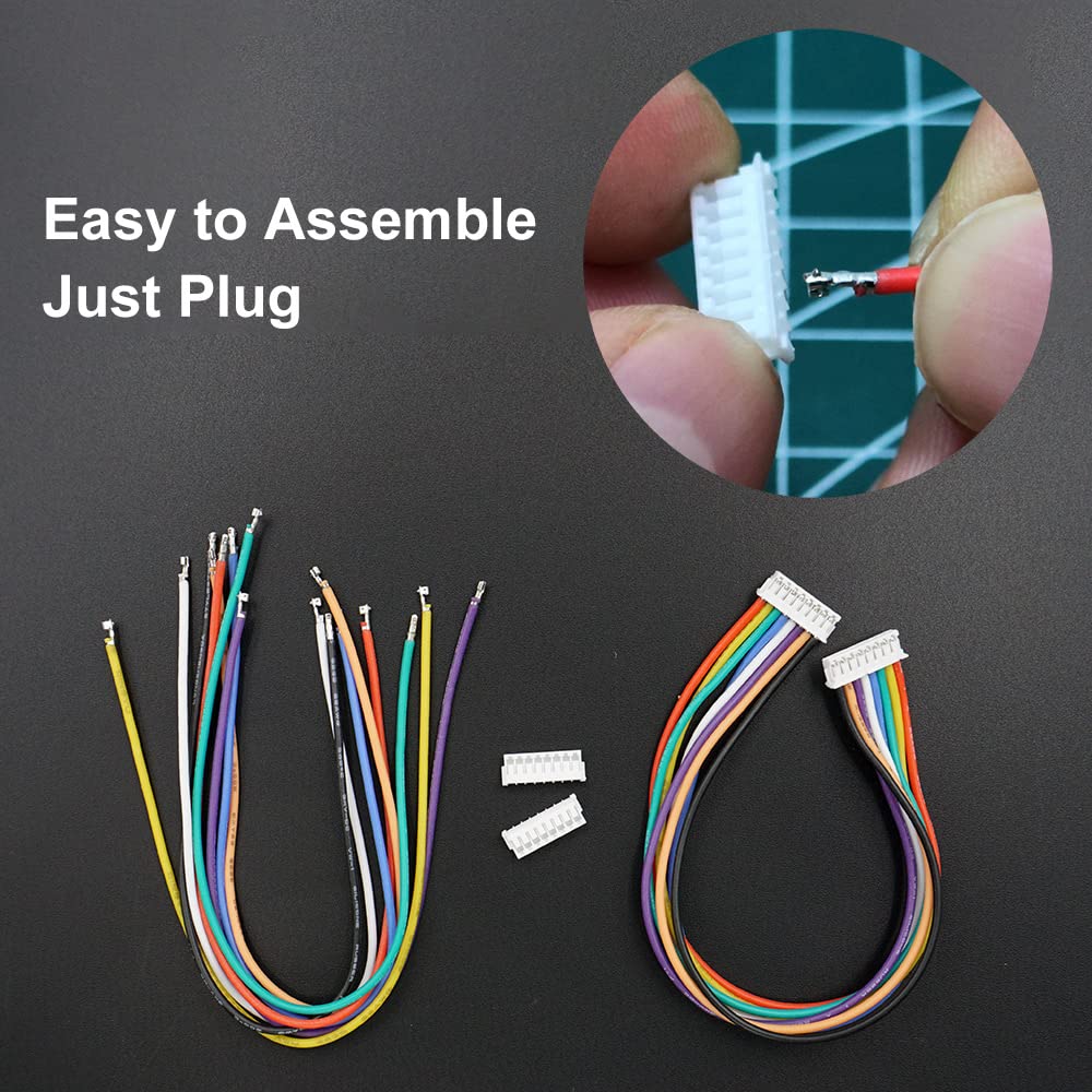 ZH 1.5MM Connectors and 28AWG Pre-Crimped Silicone Cables kit Compatible with JST ZH 1.5 Connector 2/3/4/5/6/7/8/9/10 Pin Housing Adapter Cable