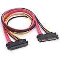 PIIHUSW 22 pin SATA Extension Cable 7+15 Sata Male to Female Data and Power Extender (30cm)