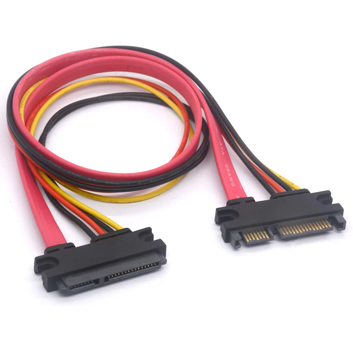 PIIHUSW 22 pin SATA Extension Cable 7+15 Sata Male to Female Data and Power Extender (30cm)