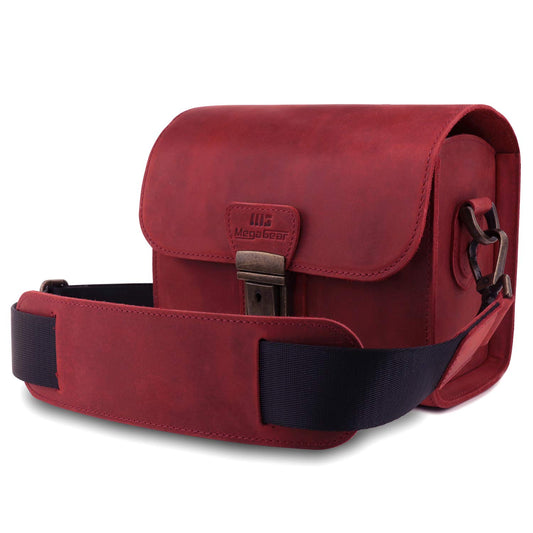 MegaGear Pebble Genuine Leather Camera Messenger Bag for Mirrorless, Instant and DSLR Cameras