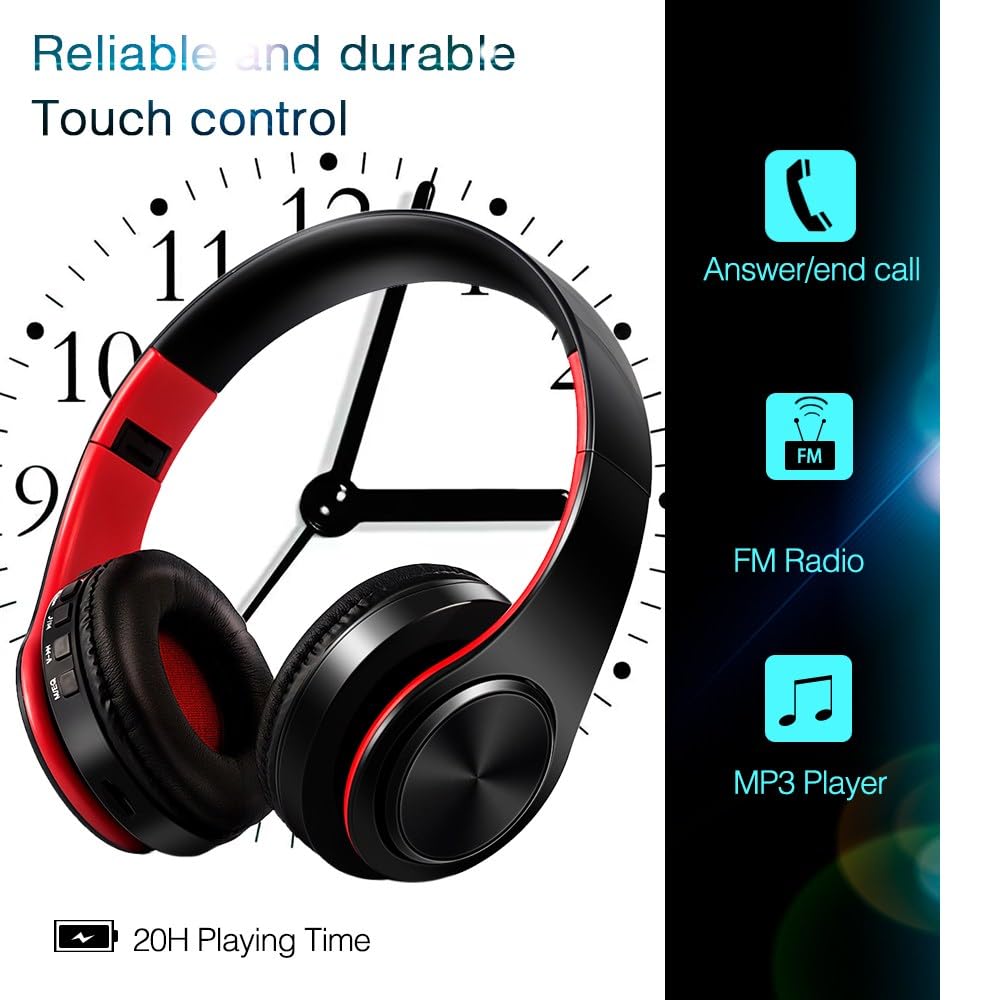 JYSiptkird Bluetooth Over The Ear Headphone Stereo Sound Computer PC Headset for Gaming Meeting Chat with Mic/Soft Earmuffs/Foldable/TF 3.5mm Jack…