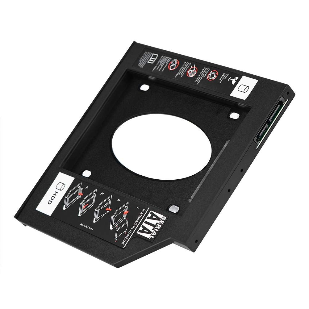 Wendry 2.5" SSD Hard Drive Adapter with Bezel, SATA SSD Enclosure Hard Disk Drive Bay Optical DVD Adapter for Laptop(12.7mm)