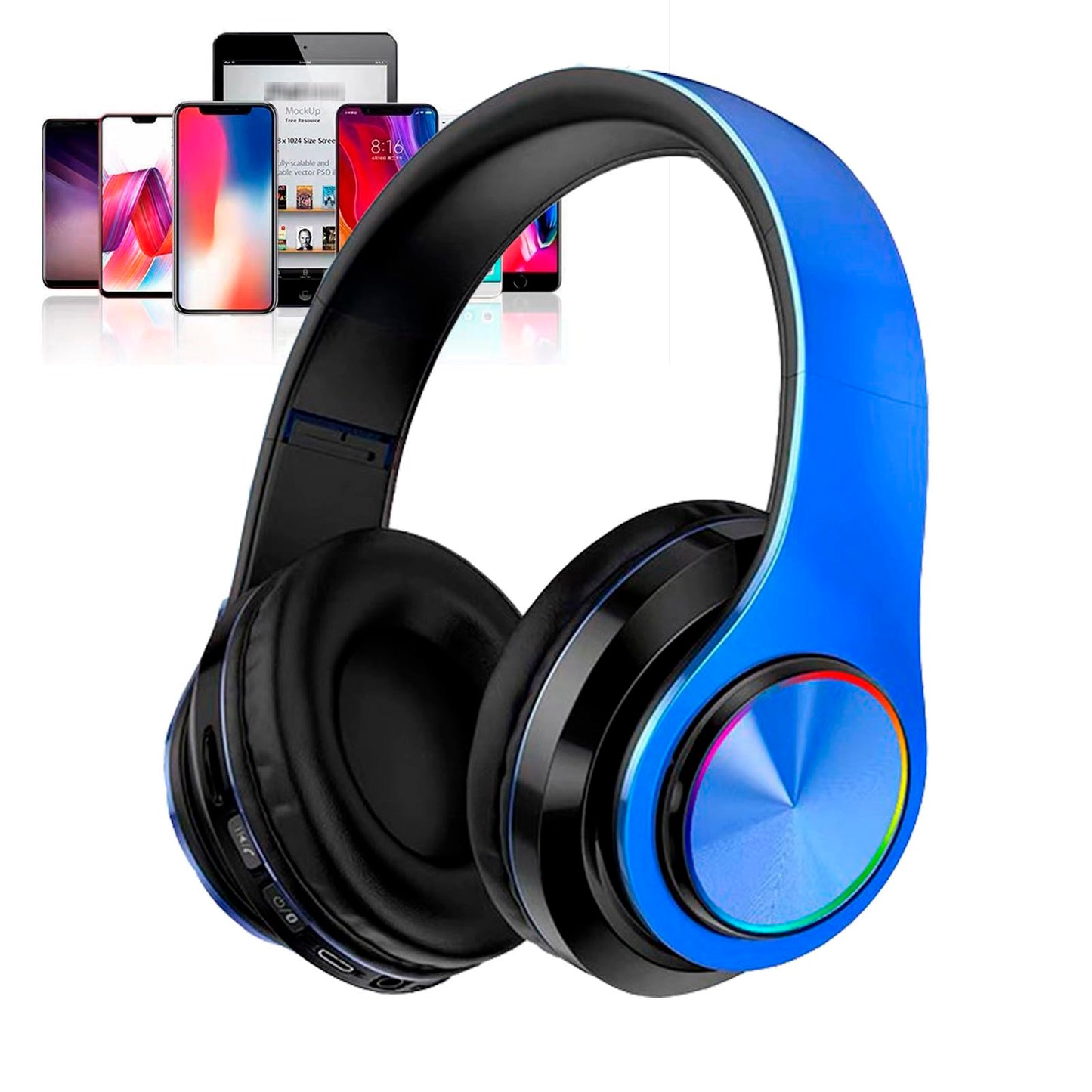 Kids Bluetooth Over Ear Headphones, Colorful LED Lights Headphones with Built-in Mic, Bluetooth 5.0, Wired and Wireless Foldable Stereo Headphones…