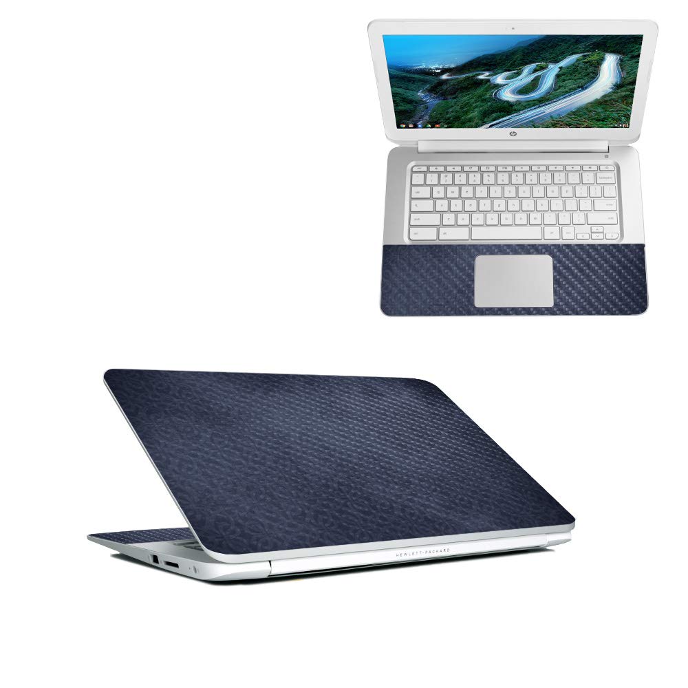 MightySkins Carbon Fiber Skin for HP Chromebook 14" (2018) - Baby Blue Jacquard | Protective, Durable Textured Carbon Fiber Finish | Easy to Apply…