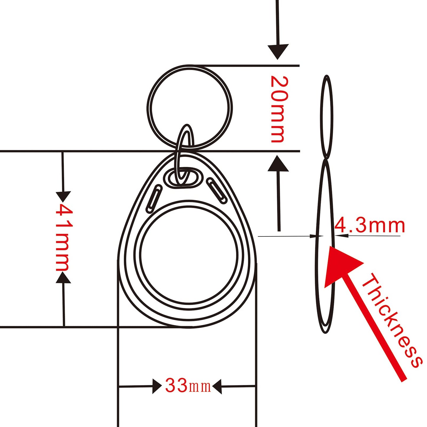 HECERE 125Khz RFID Key Fob Tag 125Khz Read Only TK4100 Compatible with EM4100/EM4200(Pack of 10)