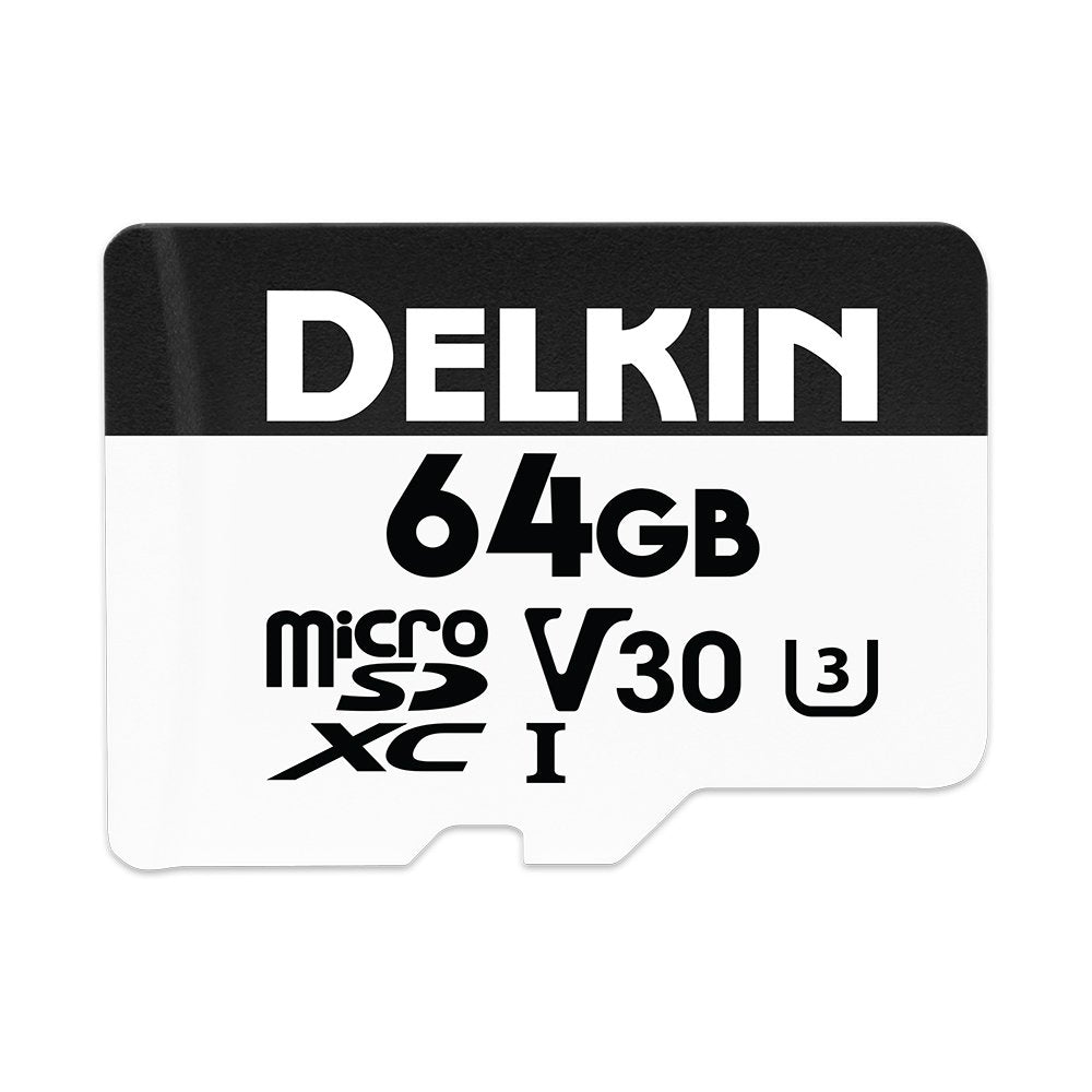 Delkin Devices Hyperspeed 64GB Micro SD Card with Adapter - 100MB/s Read, UHS-I (U3, V30), 4K & Full HD for Smartphones, Tablets, GoPro, and Dash Cam