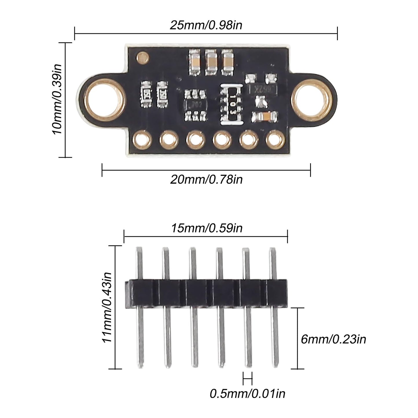2pcs VL53L0X Time-of-Flight Ranging Sensor Flight Distance Measurement Module VL53L0X ToF Sensor for Arduino(Black)