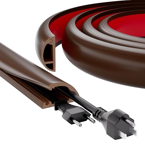 4ft Floor Cord Cover, Silicone Wire Hider, Hide Extension Cords, Protect Cords, Prevent Cable Trips, Heavy-Duty Adhesive-Backed Anti-Trip Cable