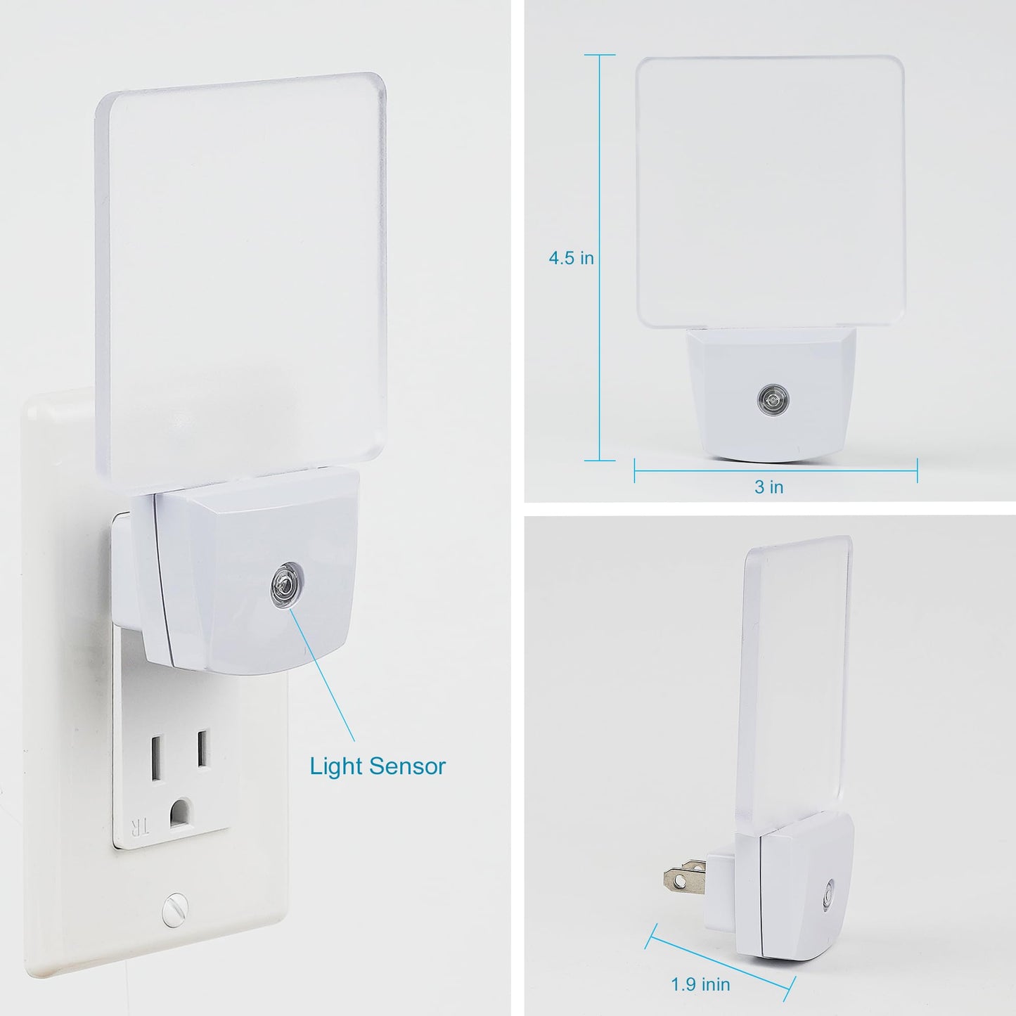2 Pack 0.5W Plug in LED Night Light with Dusk to Dawn Sensor Blue