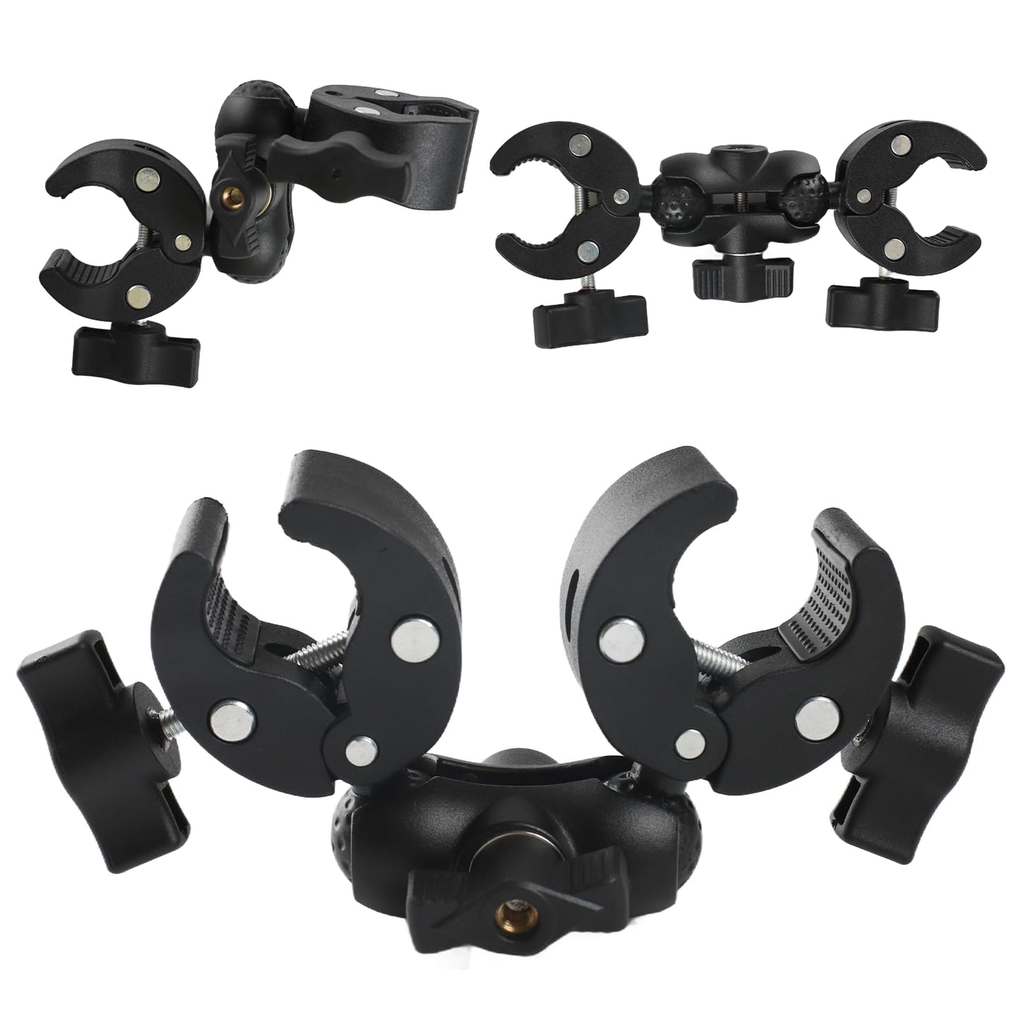 Rctiotuw Universal Sports Camera Mount, Double Clamp with 360° Magic Arm, Heavy-Duty Ball Head Mount, for GoPro,a360, Stabilizer (Small)