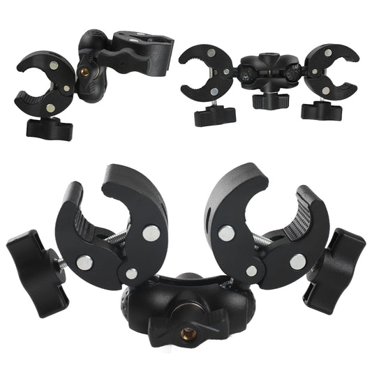 Rctiotuw Universal Sports Camera Mount, Double Clamp with 360° Magic Arm, Heavy-Duty Ball Head Mount, for GoPro,a360, Stabilizer (Small)