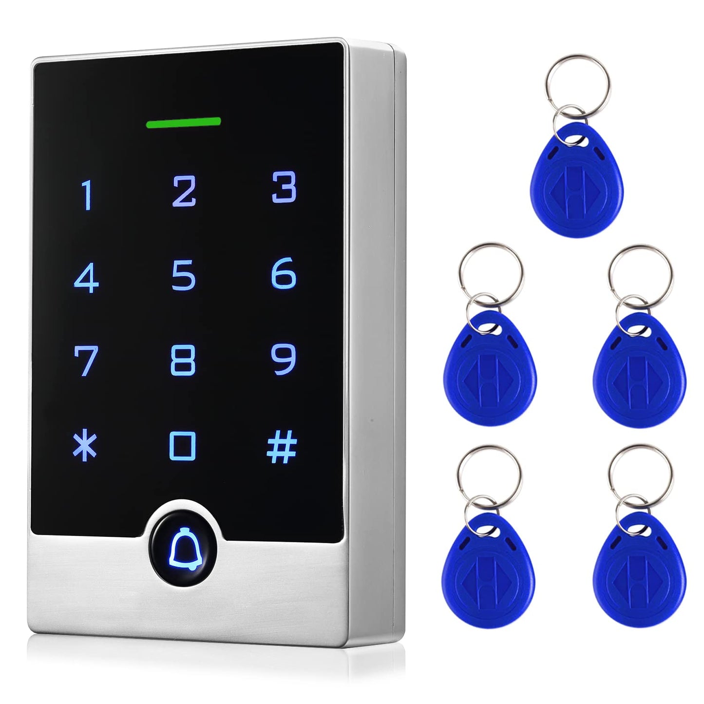 Security Door Access Control Keypad, RFID Keypad with ID Key Fobs, Stand-Alone Reader, Support 2000 Users, for Swing Slide Gate Opener Gate Operator