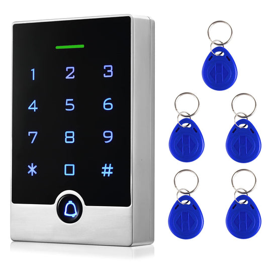 Security Door Access Control Keypad, RFID Keypad with ID Key Fobs, Stand-Alone Reader, Support 2000 Users, for Swing Slide Gate Opener Gate Operator