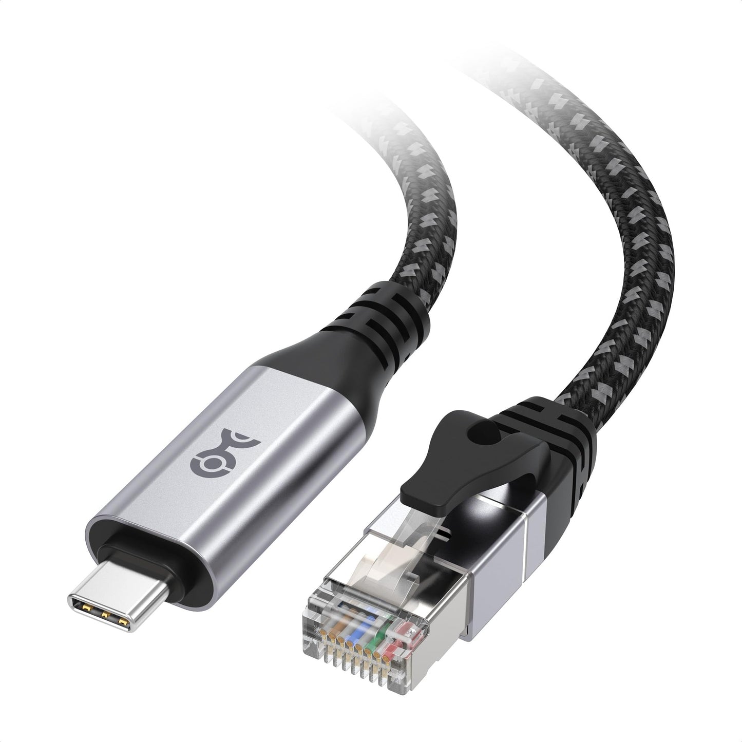 Cable Matters Plug & Play Braided USB C to Ethernet Cable - 10ft, Gigabit Ethernet to USB C Cable, Thunderbolt 4/5 Compatible, Ideal for MacBook, iPad